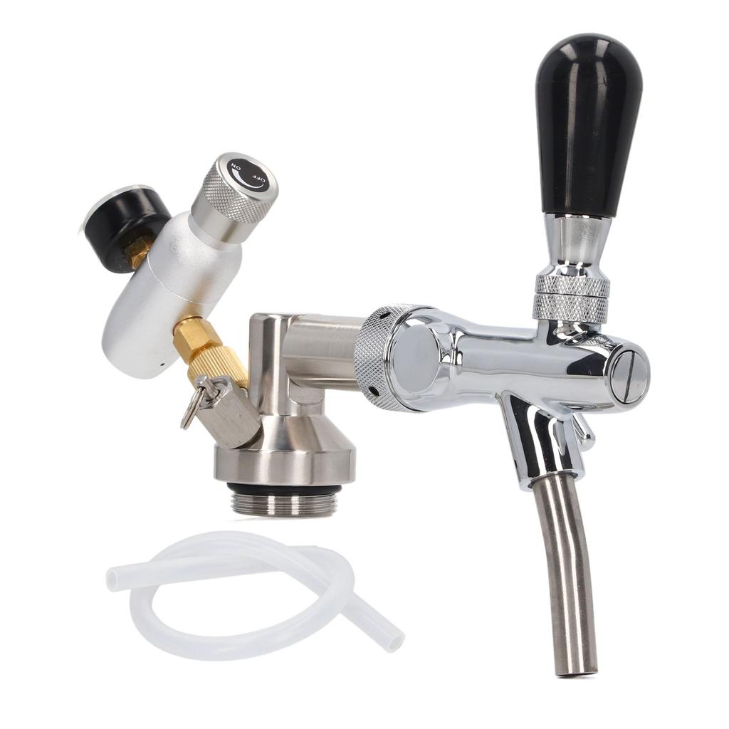 Beer Keg Dispenser Silver Stainless Steel Odorless Regulator Pressure Gauge Beer Keg Accessory Kit