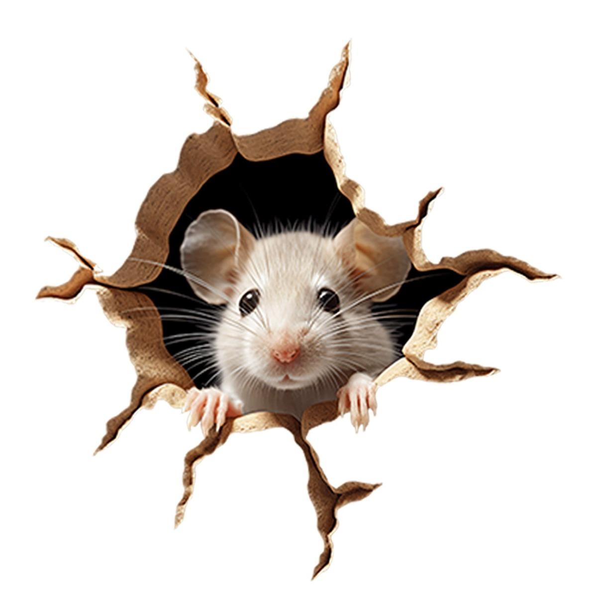 

Wall Sticker Little Mice Mouse Hole Wall Sticker - Realistic Funny Cute Mice Home Decal