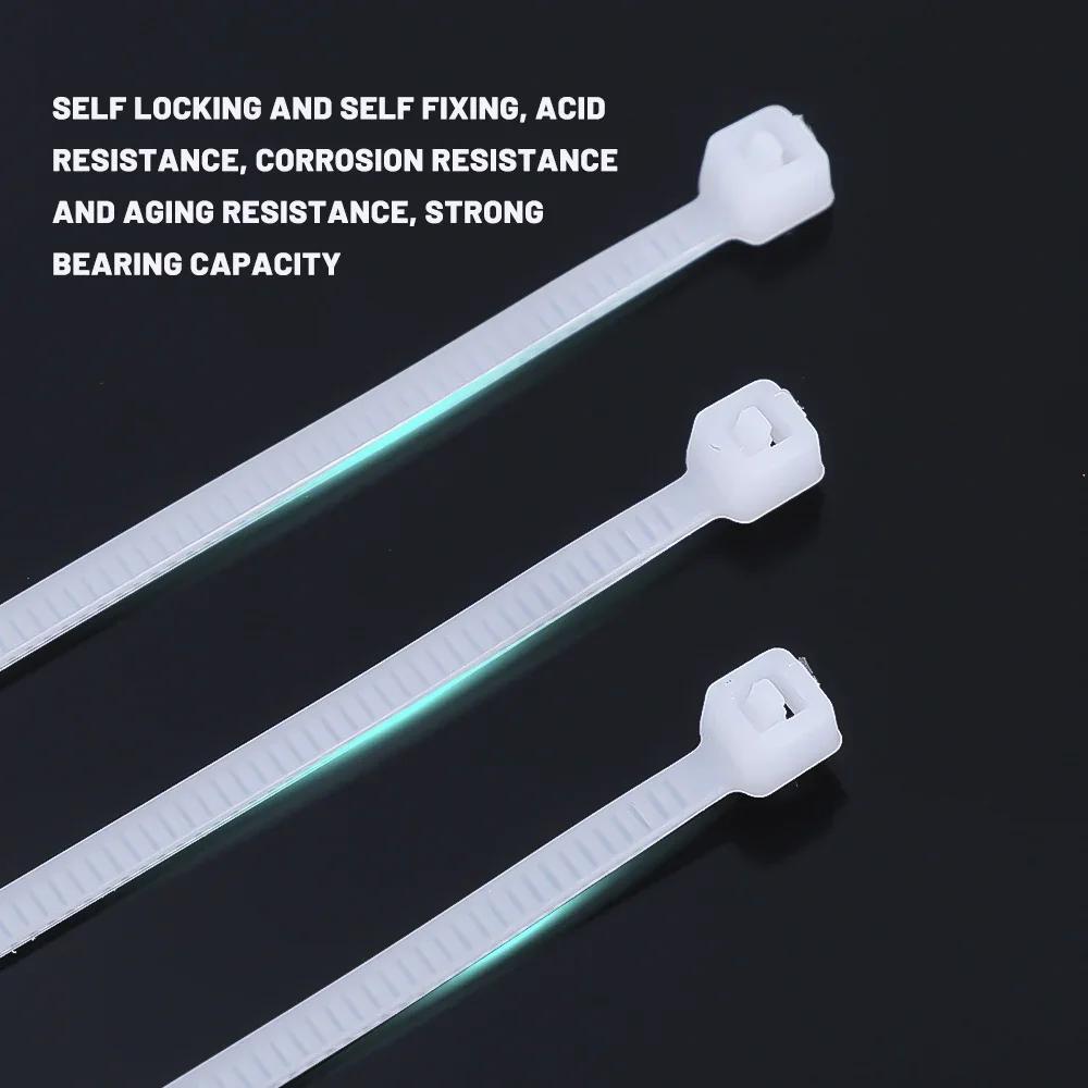 100Pcs Nylon Cable Ties Self-locking Cord Ties Straps Adjustable Cables Fastening Loop Home Office Wire Zip Ties Wholesale