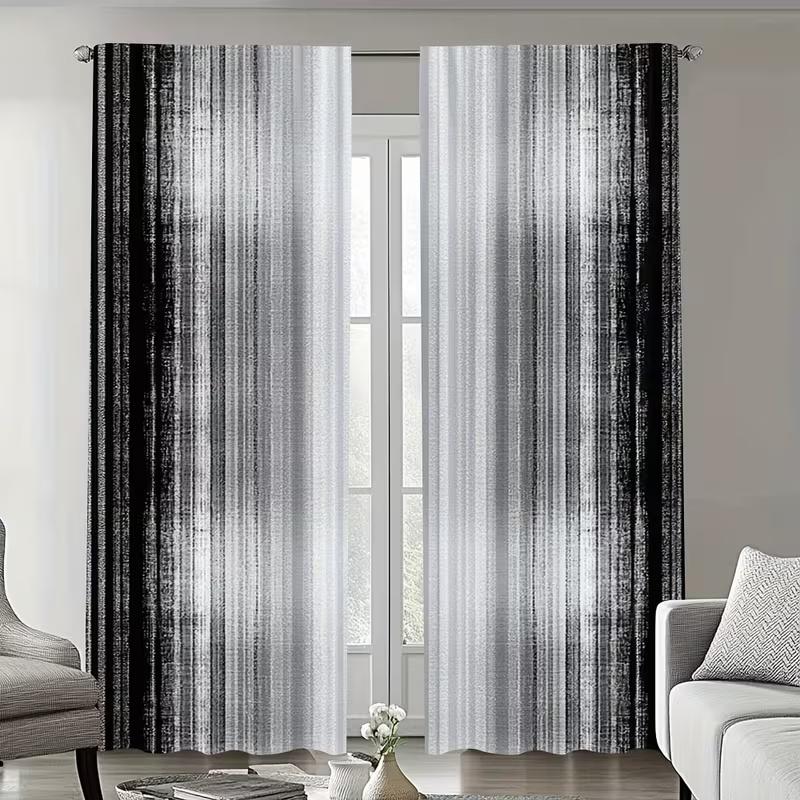

2 шт. Шторы с черным градиентным принтом, подходят для декора спальни, гостиной, кухни, декора дома, декора окон 14Wx39L(35x100CM)x2&Rod Pocket