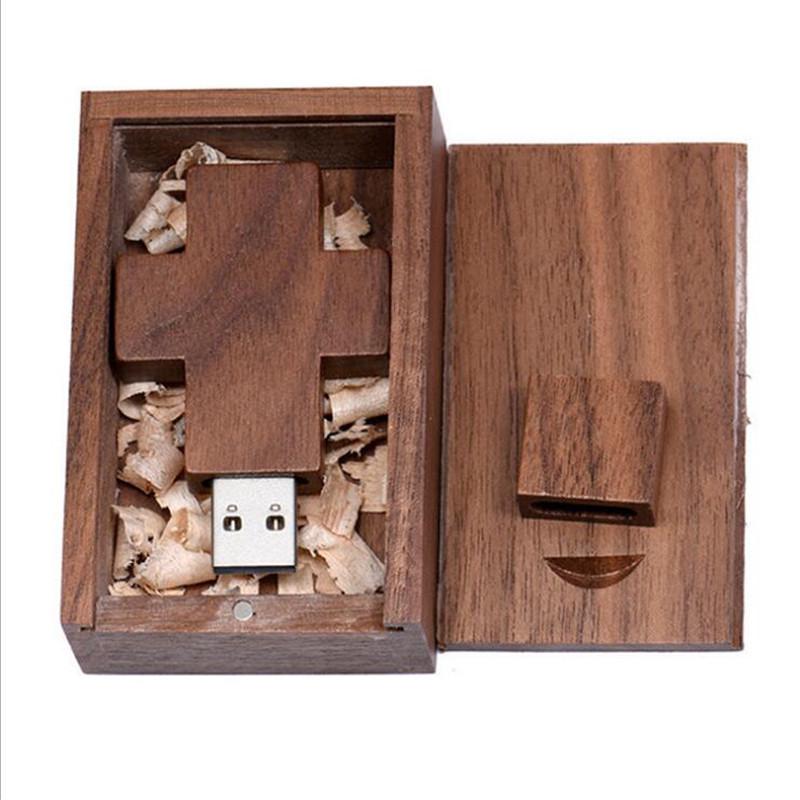 

Деревянная флешка в виде креста с лазерной гравировкой логотипа - Идеальный церковный подарок 256MB