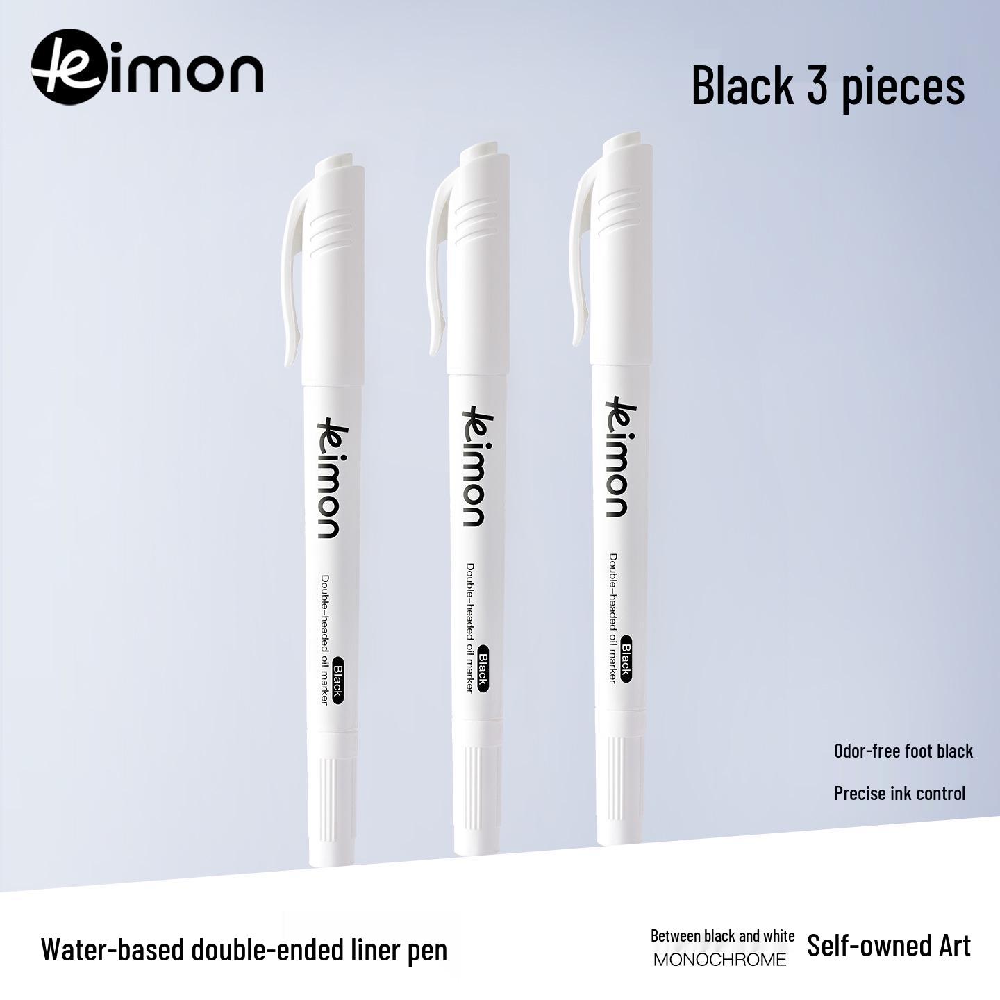 Dual-Tip Water/Oil-Based Fine Liner Marker Pen with Holder