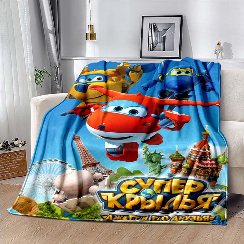 Cartoon Anime Super Wings Throws Blanket for Bedding Picnic Kid Super Soft Cute kawai high quality Flannel Blanket birthday gift