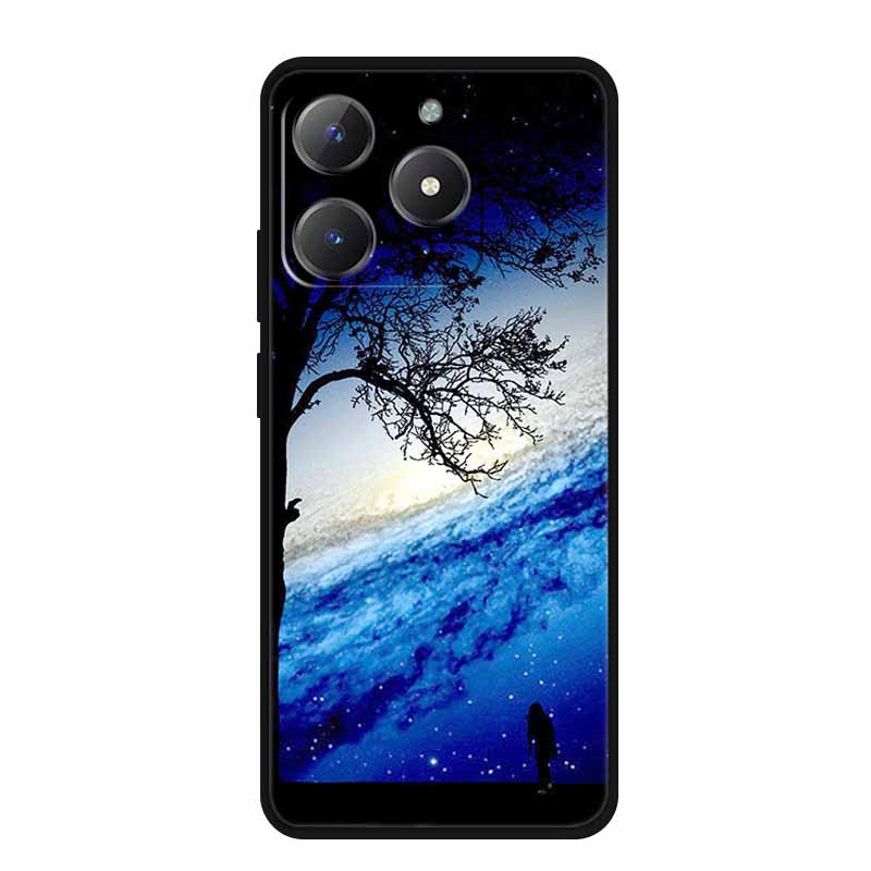 For Realme Narzo N61 Phone Case N 61 Coque Flowers Black Silicone Soft Back Cover For Realme Note 60 Case Note60 Funda Bags Capa
