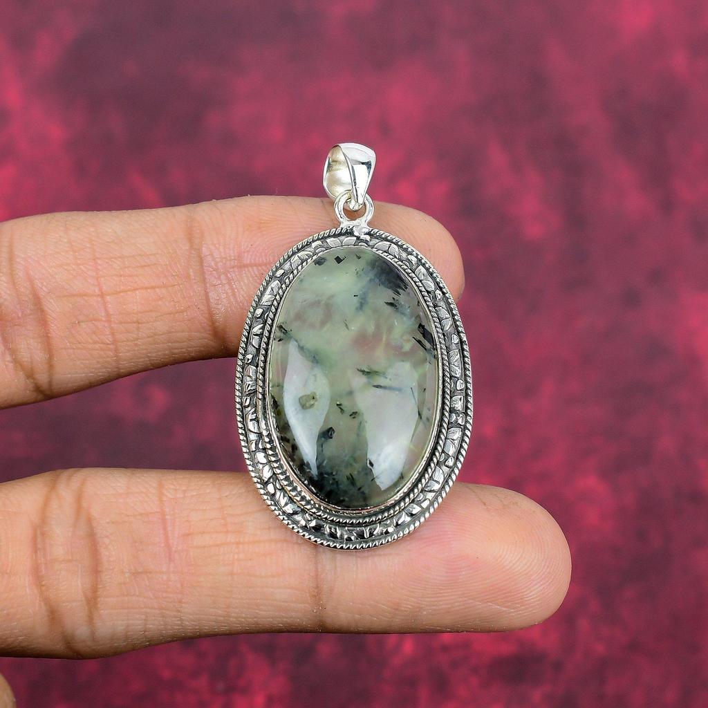 Prehnite Jewelry, 925 Solid Sterling Silver Pendant Handmade Gemstone Jewelry, Gifts For Wife Brand New Pendant
