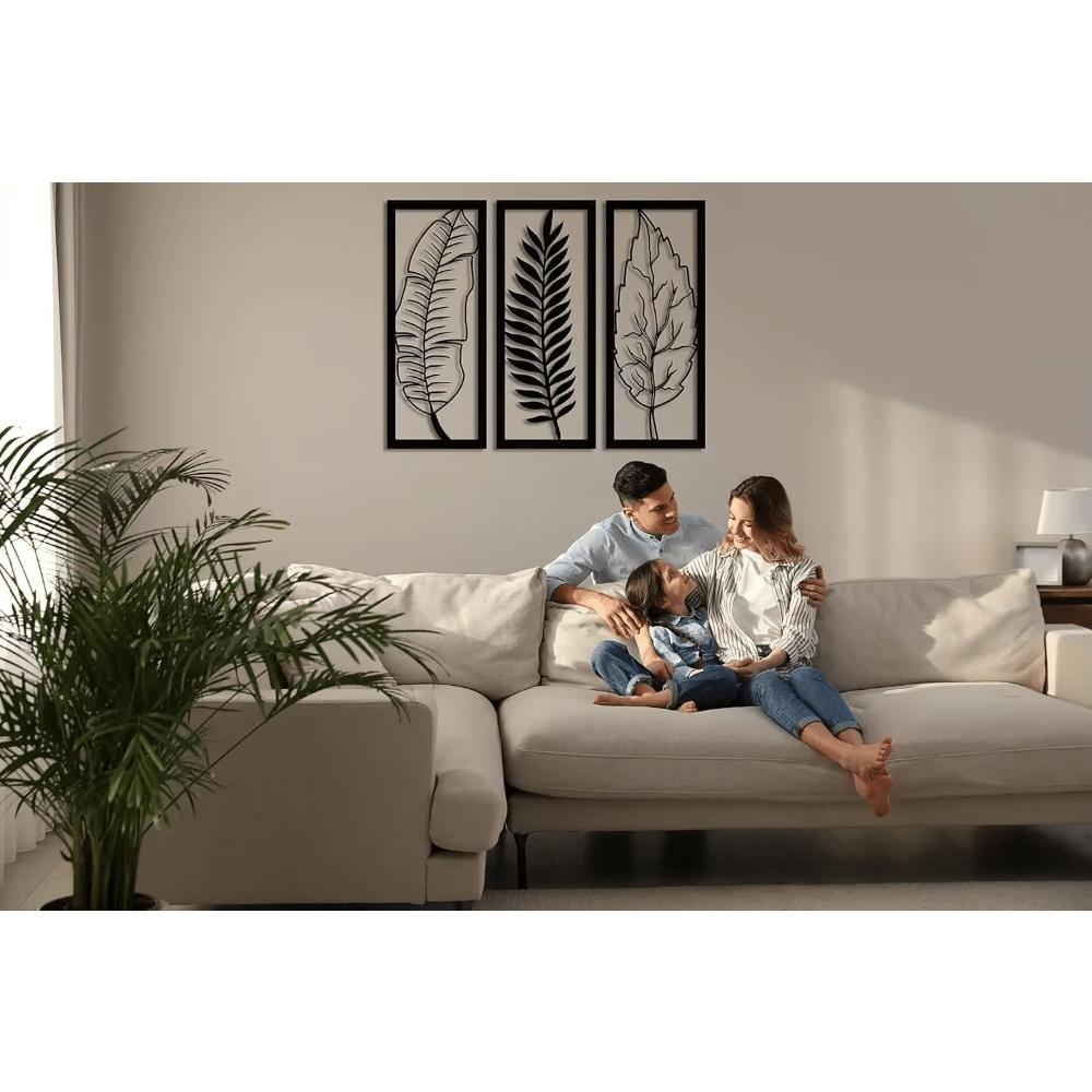 Metal Leaf Wall Art Decor, Iron Leaves Sculpture, Nature Inspired Hanging for Living Room Bedroom Office, Modern Sturdy Home Accent