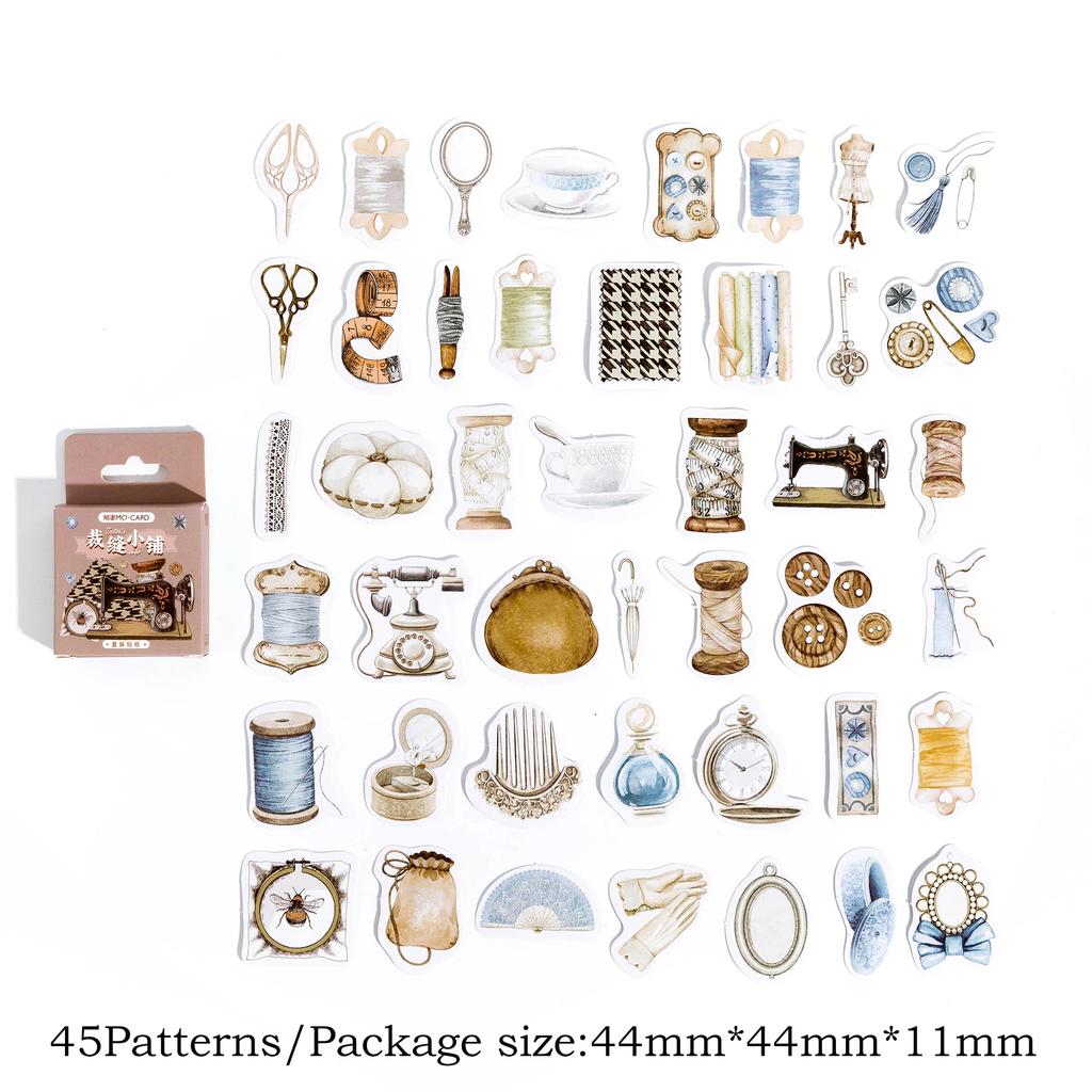 Journamm 45pcs Ins Mini Boxed Stickers DIY Scrapbooking Collage Supplies Creative Decor Stationery Sealing Aesthetics Stickers