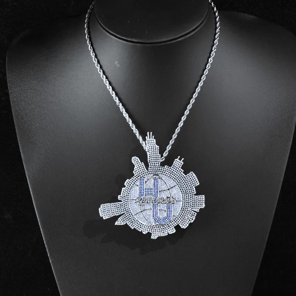 Customized Gold-Plated 18k Circular Pendant With Iced Out Diamond Micro Laid 5A CZ Stone Necklace, Men's And Women's Gift