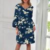Women's  Fashion V-neck Solid Color Large Size Loose Long Large Swing 3/4 Sleeved Dress