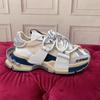 Unisex Chunky Sneakers Low Top Breathable Casual Shoes Men Women Comfortable Round Toe Leather Upper