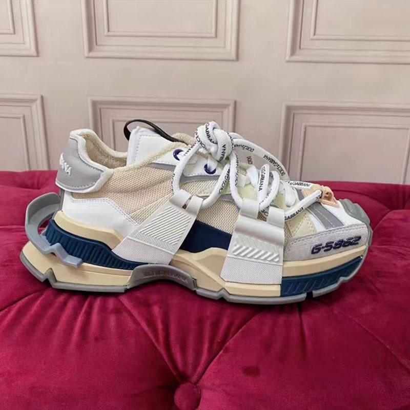 Unisex Chunky Sneakers Low Top Breathable Casual Shoes Men Women Comfortable Round Toe Leather Upper