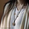 Tibetan Style Woven Thangka Pendant Necklace with Buddha Amulet and Six-Syllable Mantra.