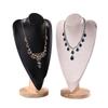 Solid Wood Velvet Mannequin Jewelry Stand for Pendant and Necklace Display