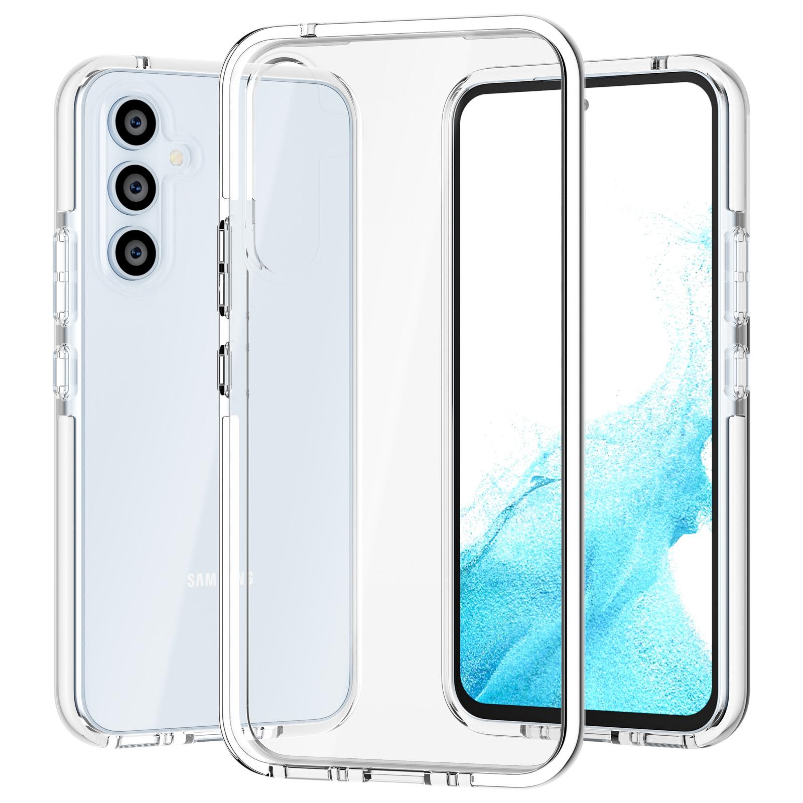 

For Samsung Galaxy A34 5G Bi-color Clear Back Cover Combo Soft TPU+TPE Frame Drop-proof Protective Phone Case Transparent White
