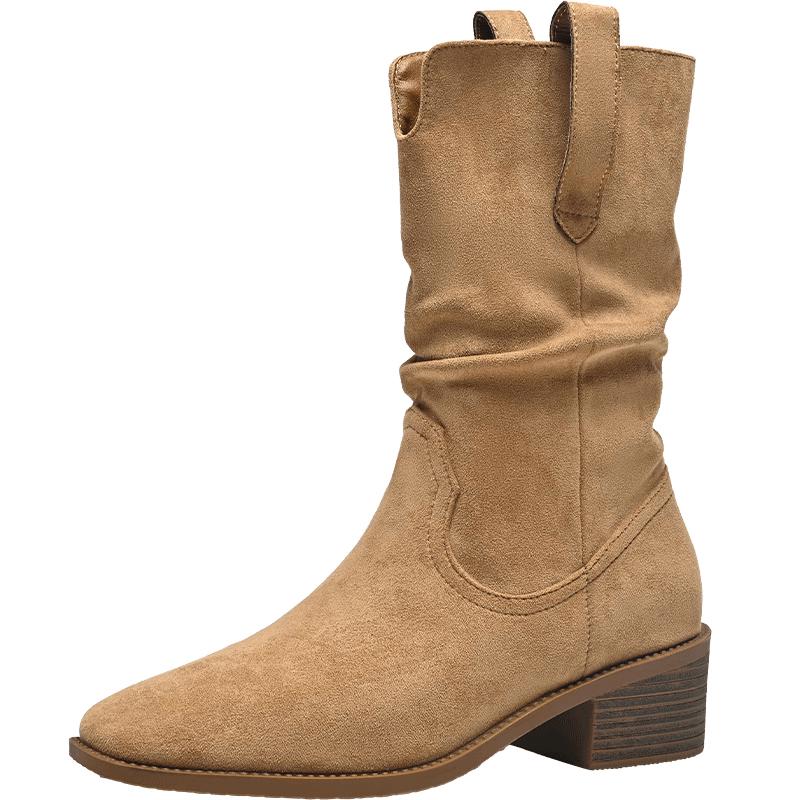ZHR Women s Pointed Toe Western Mid-Calf Boots 37