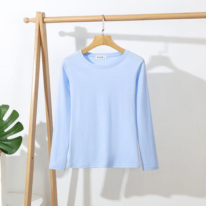 Women Cotton White T-Shirt Long Sleeve Lady Tops Slim Female Clothes