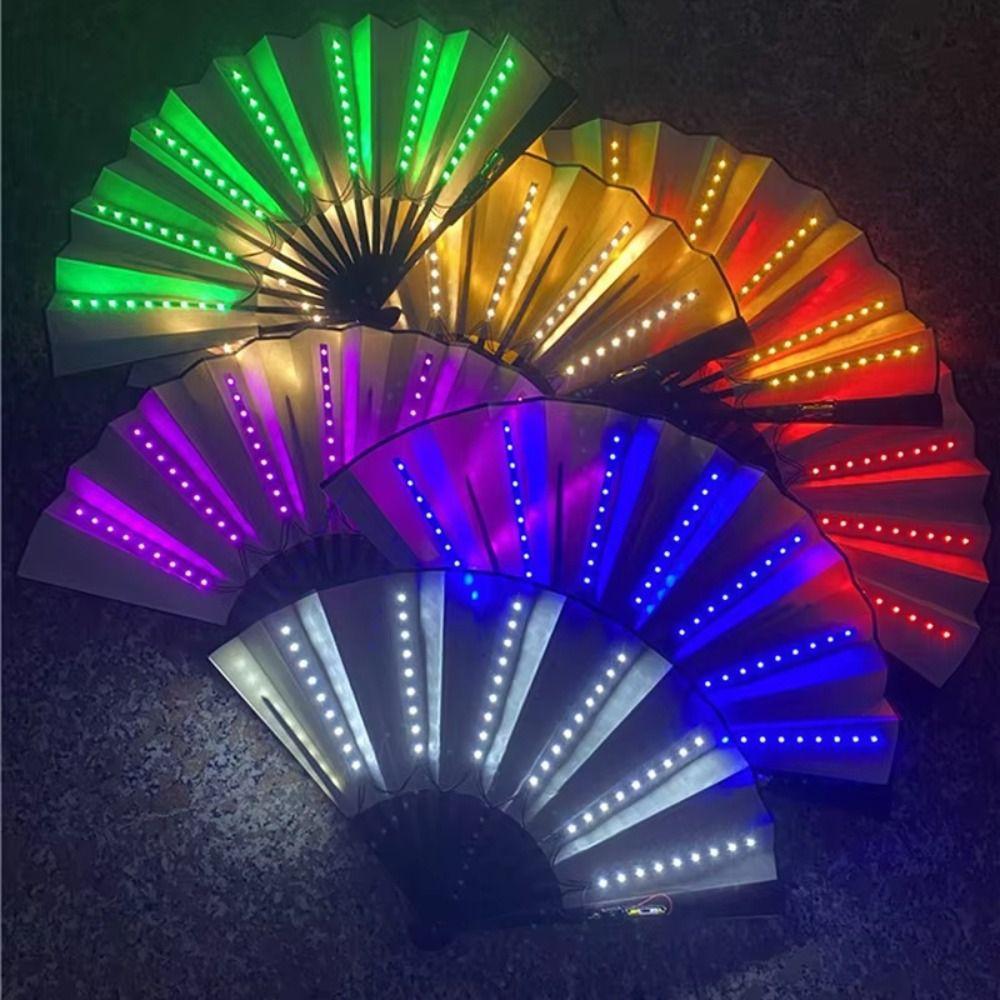 Portable Dancing Light Fan Creative Glowing Hand Fan LED Luminous Fan  Rave Festival