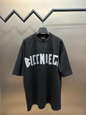 BLCCNIEGEA HighQuality Paris B TShirt Trendy Fashion Loose Fit Short Sleeve Crew Neck Tape Letter Design Pure Cotton