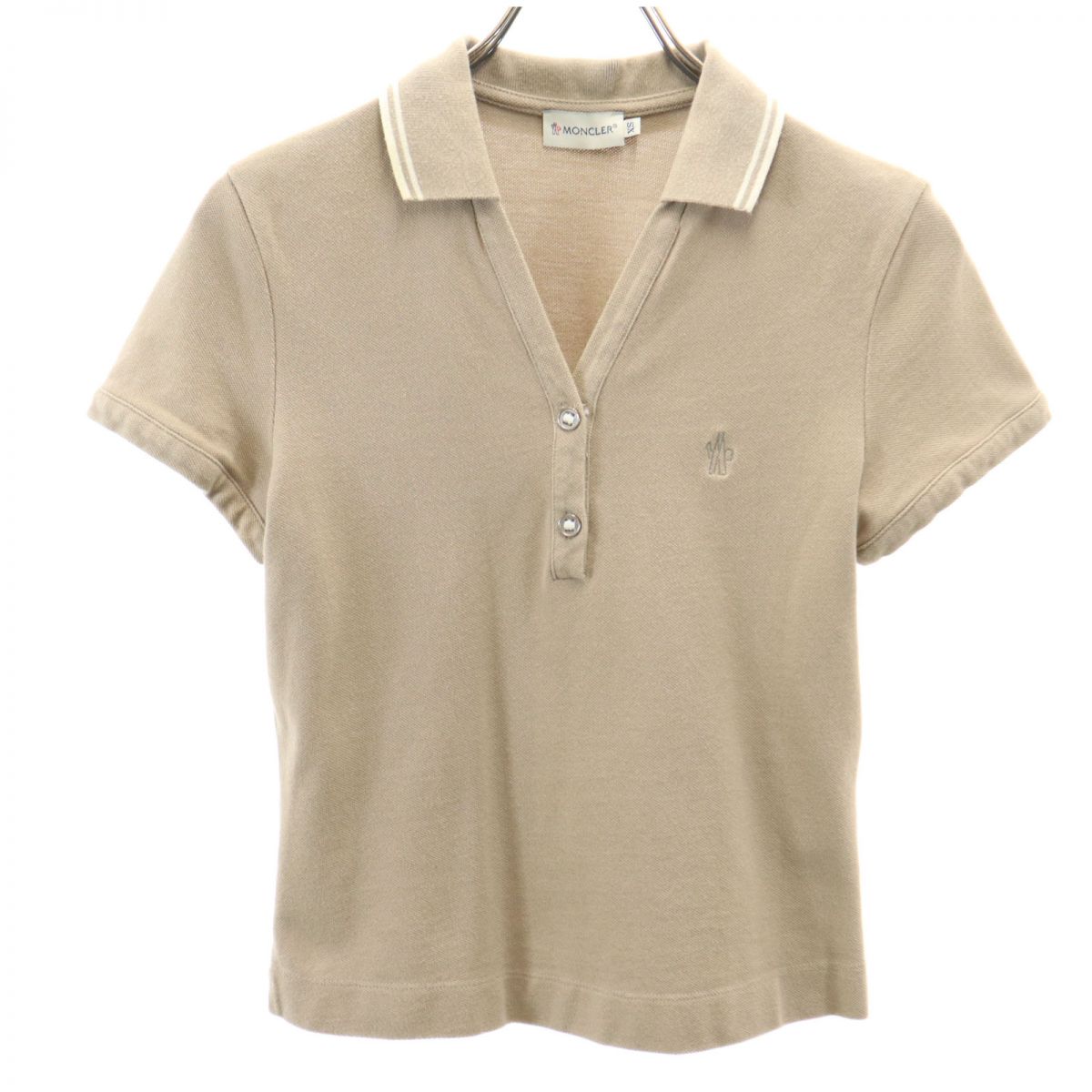 

MONCLER Short sleeve skipper Polo shirt XS Beige Fawn Women Used