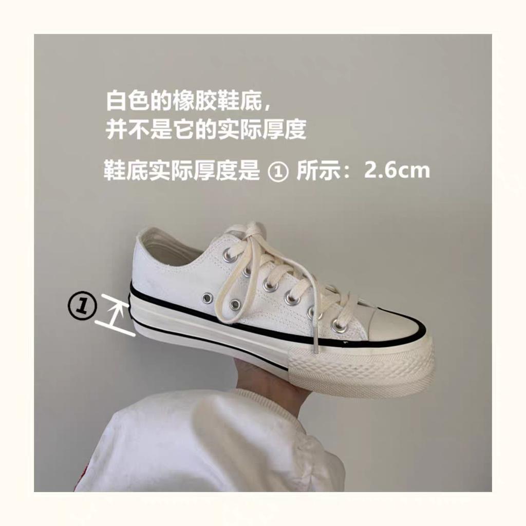 Ryan Vulcanized Women's Shoes White Low-top Platform Canvas Shoes Women's Versatile Shoes Heightening Cloth Shoes Women's Ins Tide