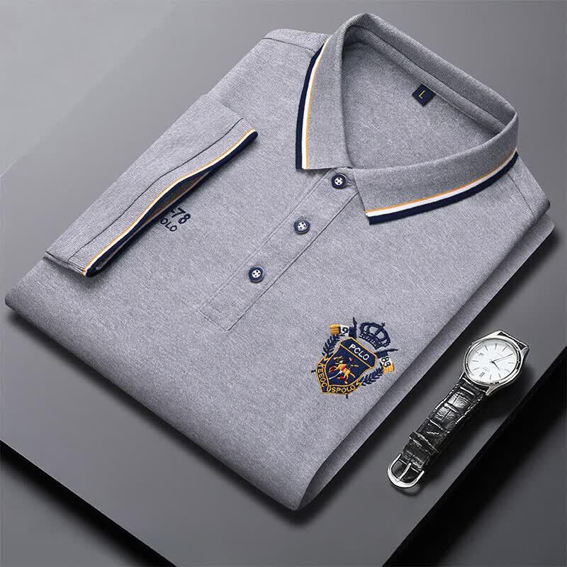 YUZHAOLIN Men's Embroidered Lapel Polo T-Shirt