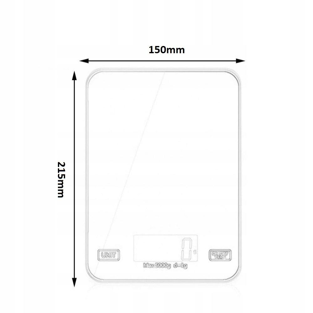 Waga Kuchenna Elektroniczna Precyzyjna Lcd Dotyk Czarna Szklana 5Kg / 1G