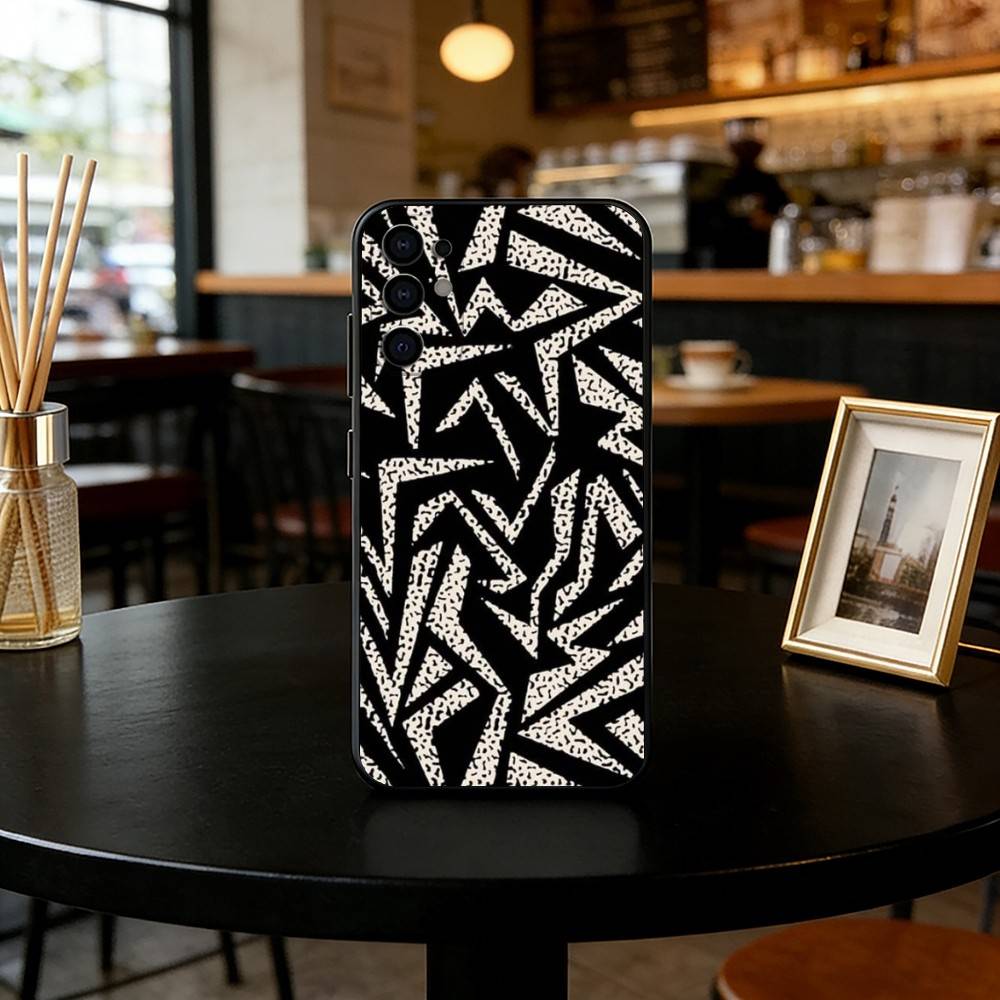 

Geometric Pattern Phone Case Black Silicone Soft For Samsung S25,S24,S21,S22,S23,S30,Ultra,S20,Plus,Fe,Lite Samsung S22plus5G