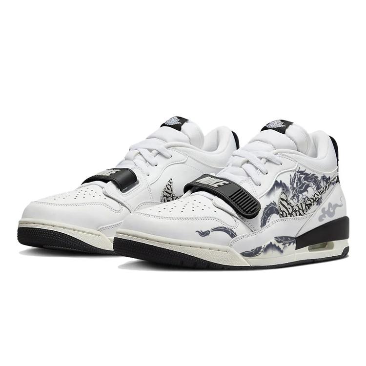 Jordan Legacy 312 Slip Resistant Low top Vintage Basketball Shoes Men's White Black CD7069-110(Team352-)