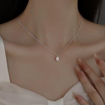 S925 Sterling Silver Natural Pearl Pendant Necklace for Women Special-Interest Design Clavicle Chain Neck Chain Necklace