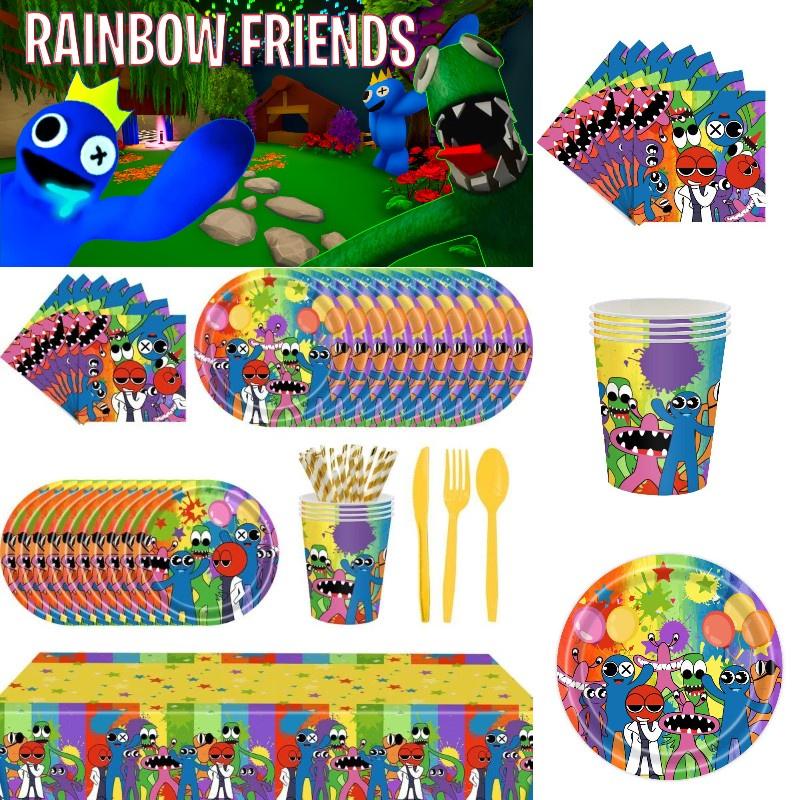 Rainbow Friends Party Supplies Tableware Balloons For Kids Birthday Decor