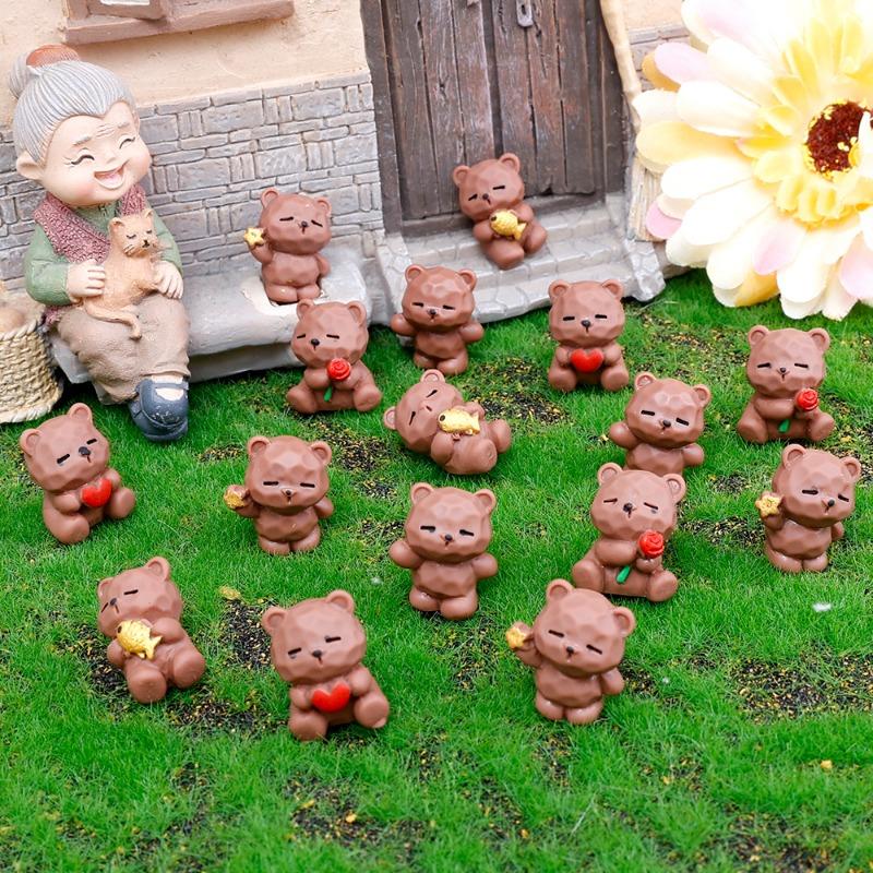 2 Buc Ursulet Roz Desen Animat Ornamente Miniaturale Decorațiune Peisaj Casă de Păpuși Accesorii DIY Accesorii Interior Auto Ornamente Auto