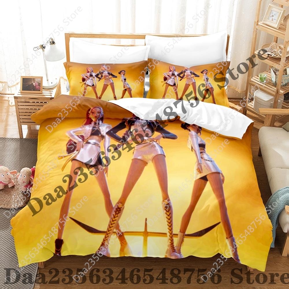 Set Biancheria da Letto Kpop Demon Hunters Singolo Gemello Matrimoniale Queen King Size Set Letto Saja Camere da Letto per Ragazzi Set Copripiumino Rumi Tuta Tre Pezzi