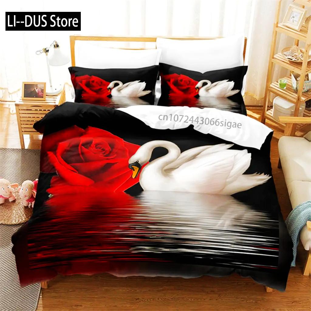 Red Flower Duvet Covers Set Full Size Rose Quilt Cover 240x220cm 260x240cm Bedding Sets 3pcs 2pcs King Queen Single Double Bed
