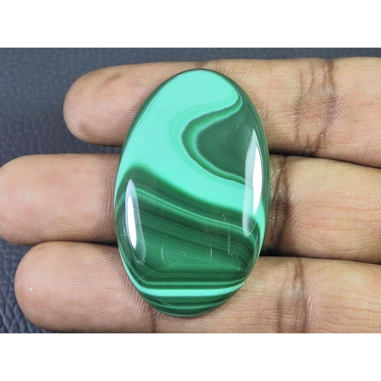 

85Cts. Natural Green Malachite Oval Shape Cabochon Loose Gemstone 28X46X05MM D-323