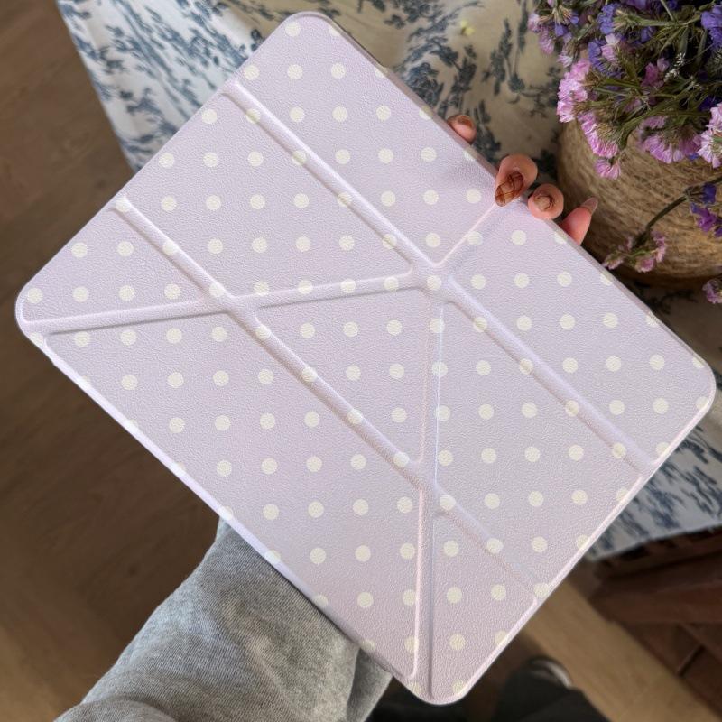 Custodia Buckle per iPad Pro 2021 - Pois a sei colori con design a cuoricini femminili