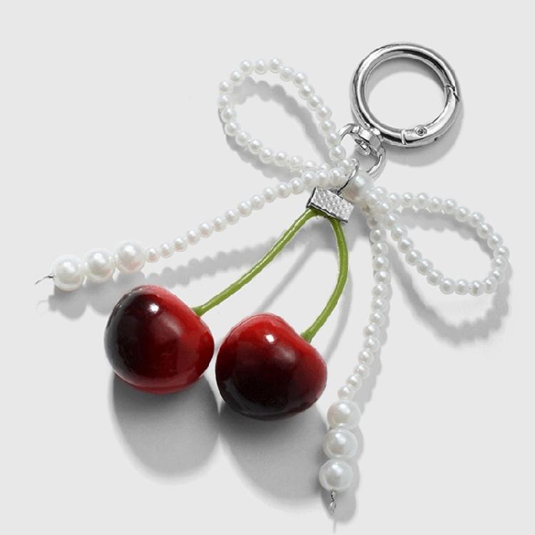Multipurpose Love Cherrys Bowknot Charm Portable Key Holder for Stylish Women Practical Bag Accessory for Daily Use