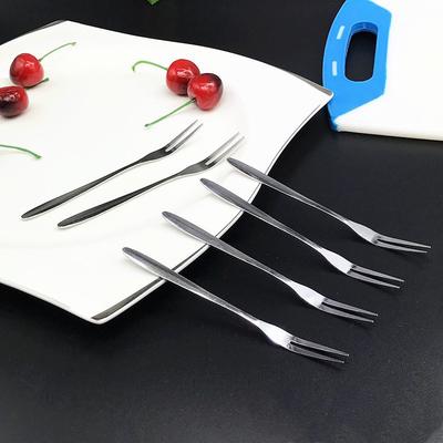 6 pezzi creativi in ​​acciaio inossidabile con segno di frutta, forchetta da dolce con due denti