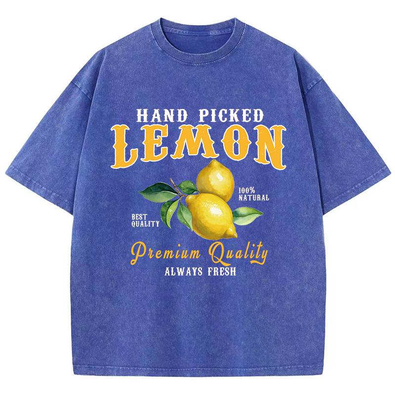Summer Lemon Washed TShirts Womens Cotton Oversized ONeck T Shirts Fresh Fruit Prints Tops Casual Short Sleeve Woman Clothes