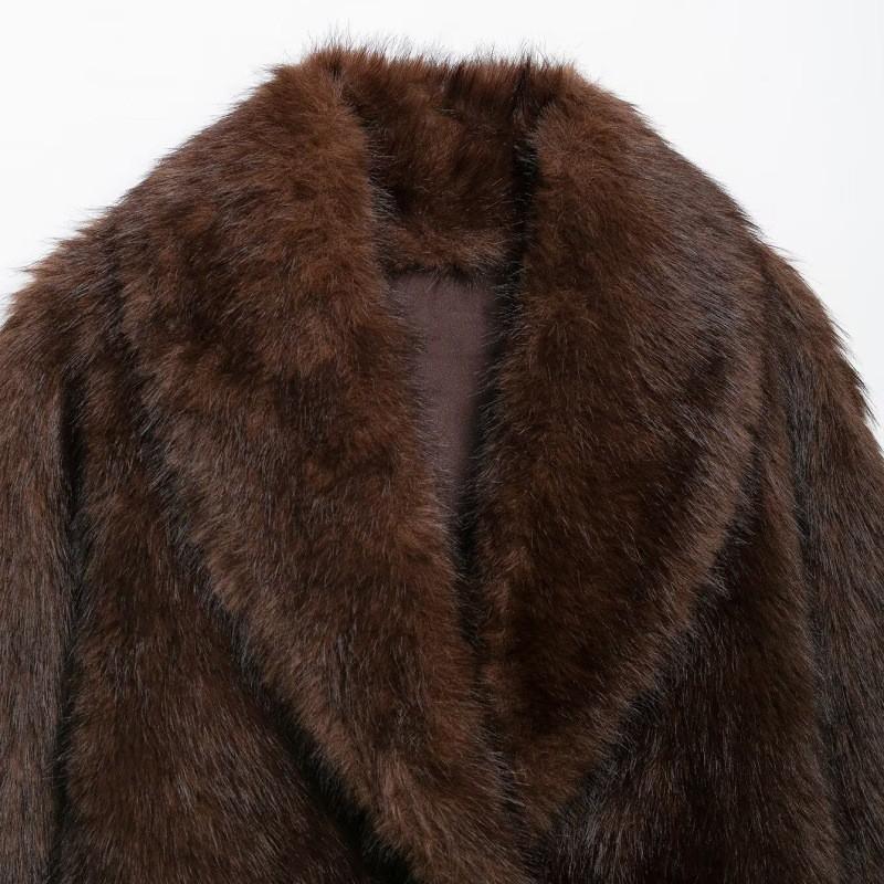 Womens Short Faux Fur Coat Reversible Fall Winter Stylish Loose Fit Collar Jacket
