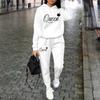 Burgundy Simple Hooded Sweater Corset Sweatpants Casual Two-piece Suit Women