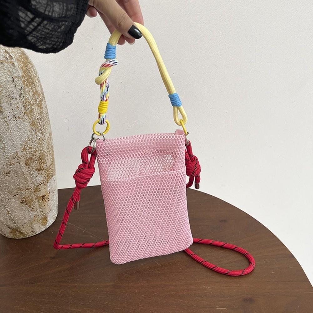 Portable Large Capacity Mesh Shoulder Bags Lightweight Mesh Crossbody Bags Women Handbags