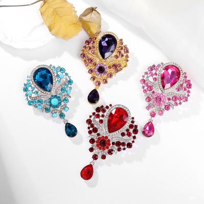 Broche Pendentif Goutte d'Eau en Cristal pour Femme Strass Accessoires Vêtements Épingle