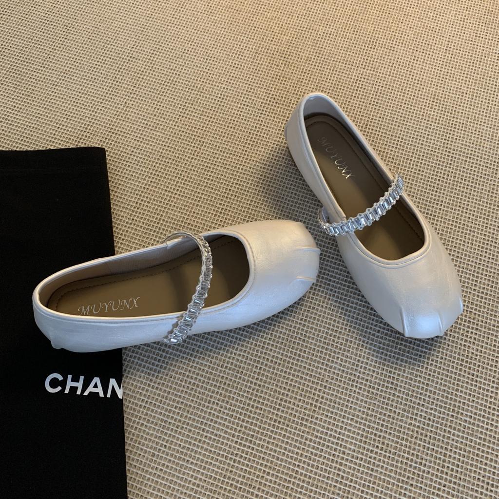 2025 summer new soft-soled ballet shoes pearl flat-soled word with Mary Jane versatile fashion shoes women
