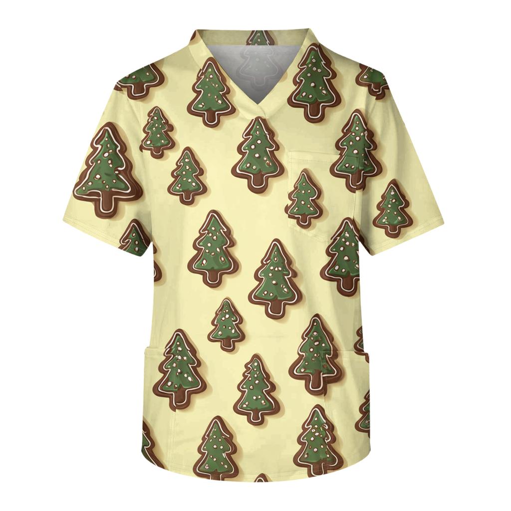 Herren Casual Kurzarm V-Ausschnitt Bedrucktes Fronttaschen-Top