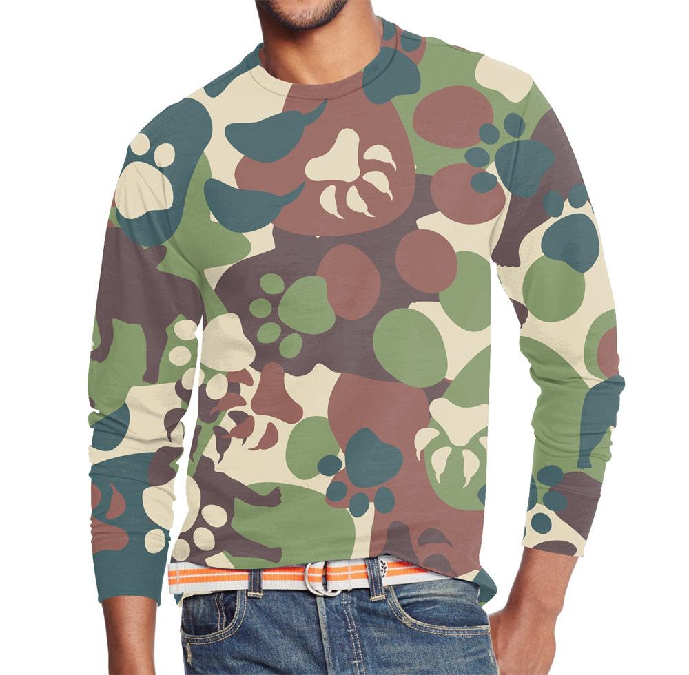 Men's Summer Long Sleeve 3d Camouflage Graphic Print T-Shirt Top Men Streetwear Clothing O Neck Long Sleeve T-Shirt Women's Pullover
