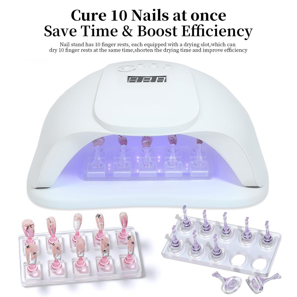 5/10Grid Non-Magnetic Nail Acrylic Display Stand Transparent Holder For Practice Showing Shelf False Nails Holder DIY Salon Tool