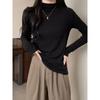 2025 Women's Thermal Fleece Velvet Long Sleeve T-Shirt, Half-High Collar Brushed Base Layer for Autumn/Winter