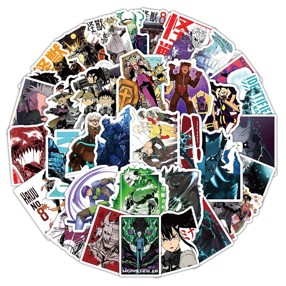 Anime Monster 8 PVC Bicycle Stationery Suitcase Cute Photo Popular Anime Character Miscellaneous Birthday Gifts No. Stickers, 53-Piece Set,