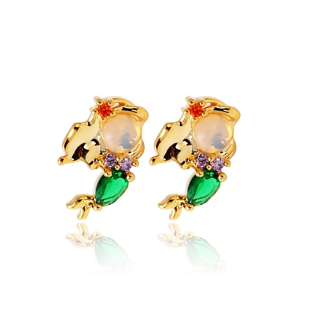 1Pair Sweet Trendy Zircon Stud Earrings For Women Girls Fovely Earrings Fashion Jewelry Gift