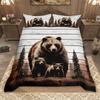 Homewish Rustic Farmhouse Lodge Cabin Duvet Cover Set 2pcs/3pcs, Moose Deer Bear Bedding, Woodland Animal Comforter Cover Set